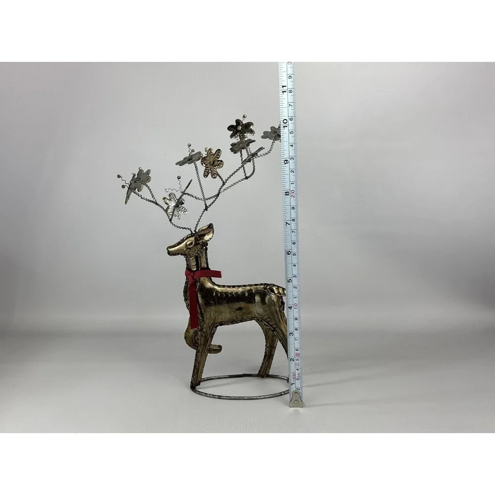 2x Pottery Barn Pressed Metal Reindeer Christmas Flower Antlers UNIQUE Decor HTF